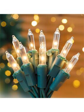 Clear Christmas Lights 2PACK 50Count 13Feet Incandescent Bulb Mini String Lights